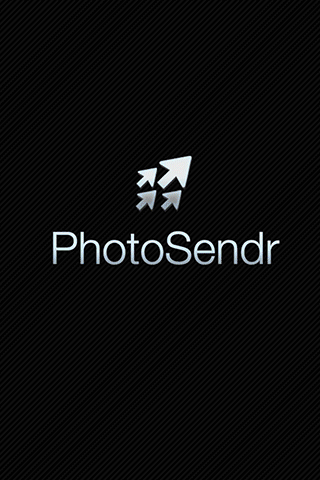 iPhone showcasing a screenshot of the PhotoSendr App.